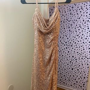 Sequin rose gold formal dress